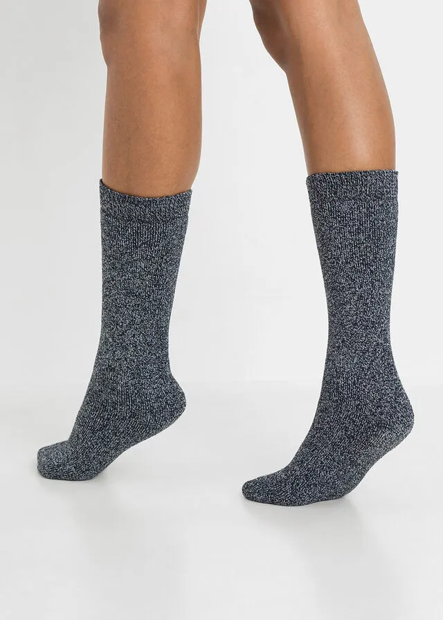 Calcetines térmicos de frottee (4 pares) negro/azul marino/gris moteado moteado